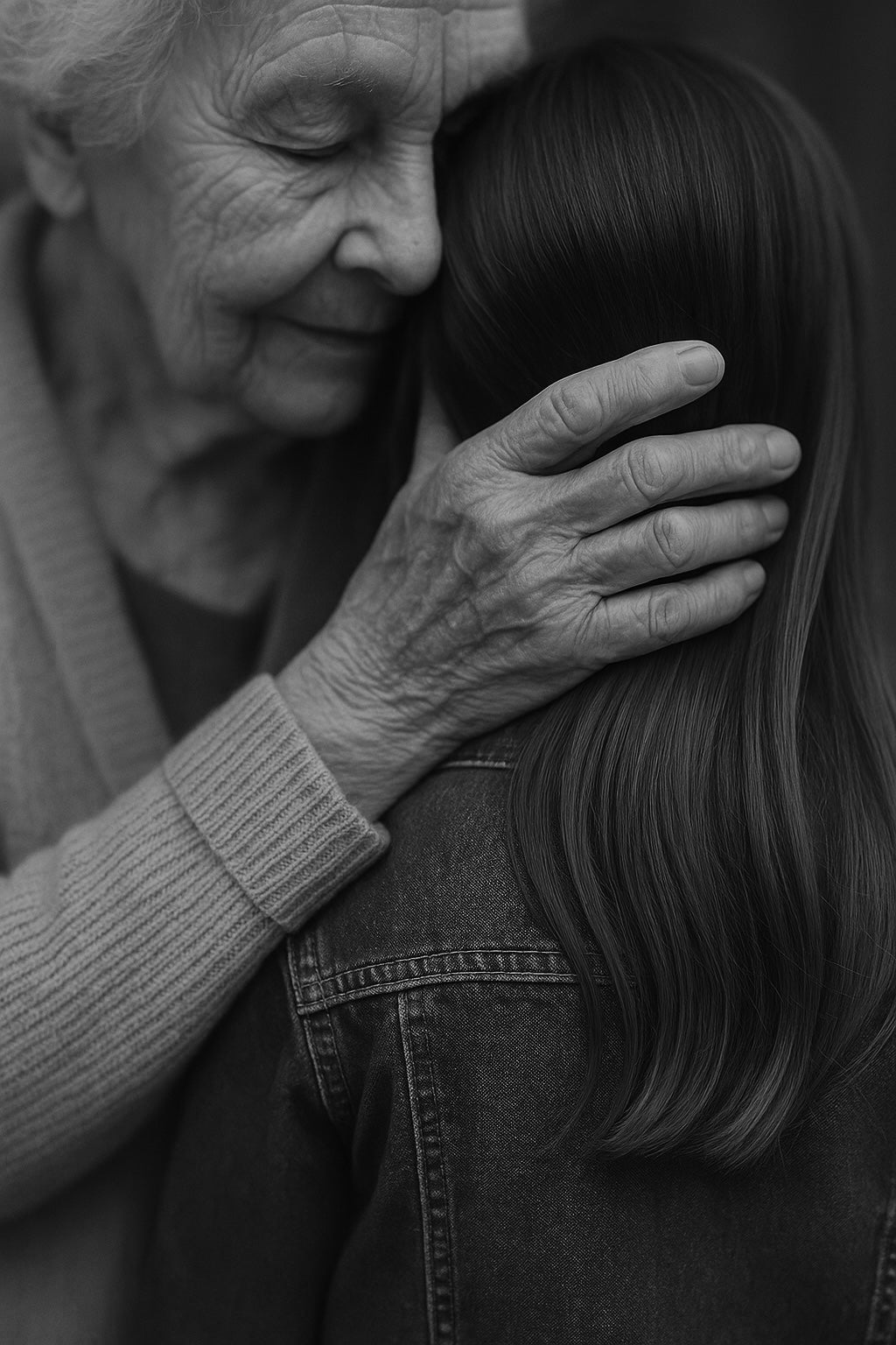 Grand mère et petite fille N/B