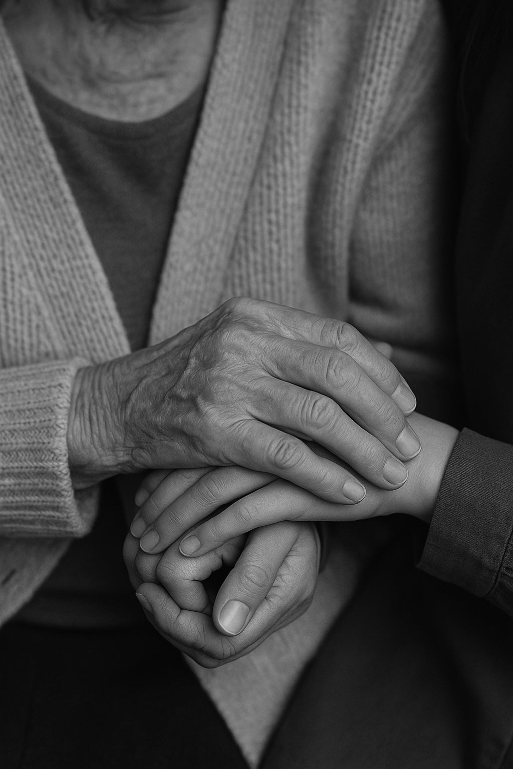 Mains entrelacées N/B